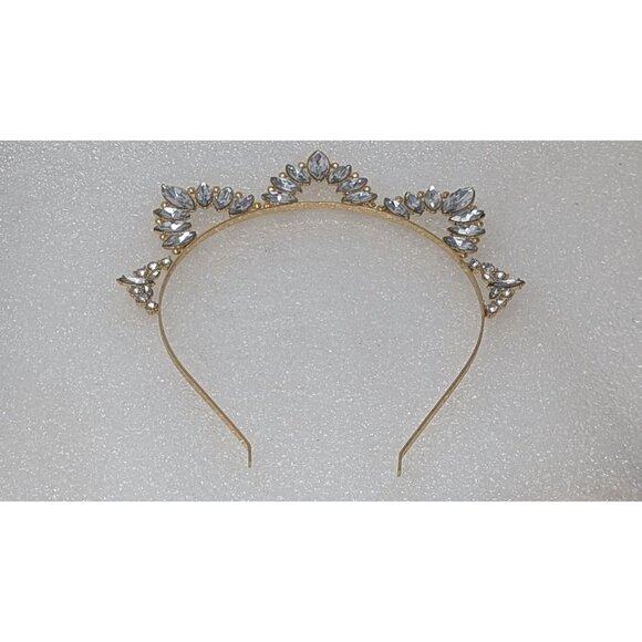Gold Tone Crystal Princess Tiara Headband For Women & Girls - Picture 1 of 2